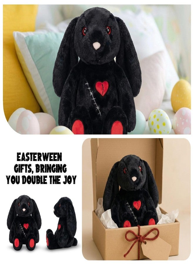Sotiff Goth Bunny Plush 9.8 Inch Valentines Stuffed Scary Bunny Horror Animal Soft Creepy Spooky Crazy Easter Rabbit for Easter Basket Fillers Hunting Egg Decoration Valentines Birthday Adult Gift - Image 4